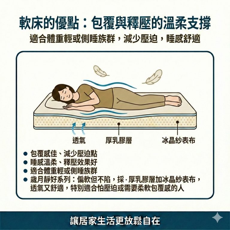 睡軟床主要有這幾個優點，有需求的人可以考慮大漢家具的歲月靜好系列