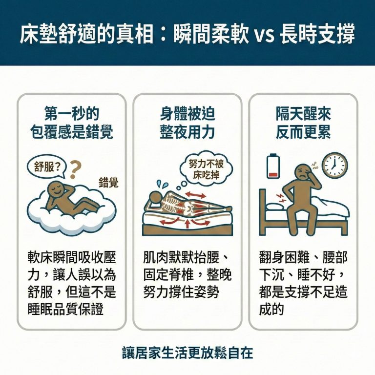 大漢家具提醒，不一定是床越軟就越舒服，還是要挑選能長期穩定支撐的床墊，且要依個人需求決定